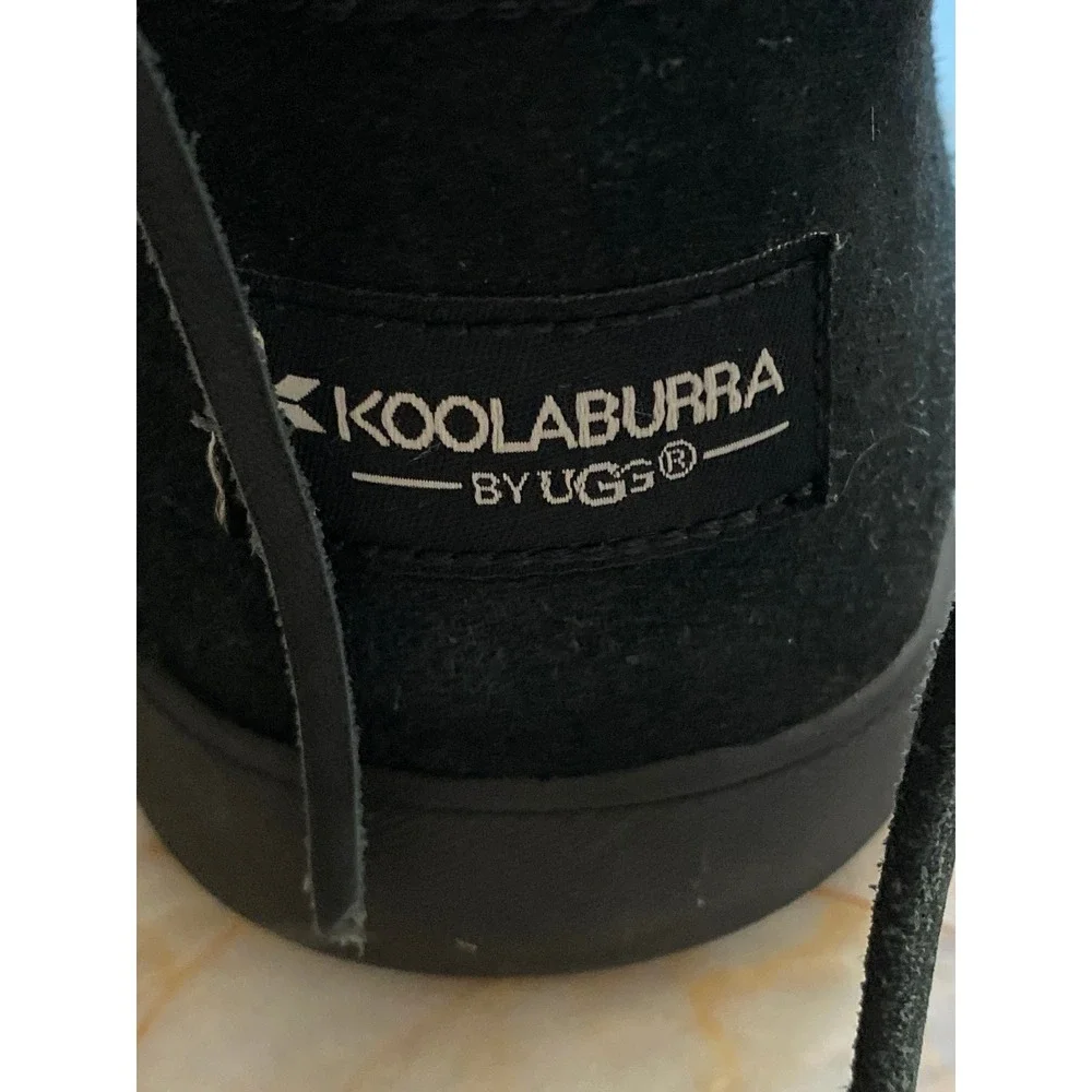 Koolaburra by UGG Black Suede Dezi Mid Calf Boots Faux Fur Lined Lace Zipper